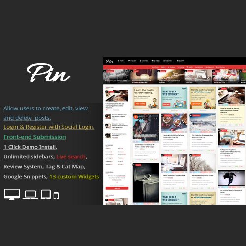 pin pinterest style personal masonry blog front end submission 1