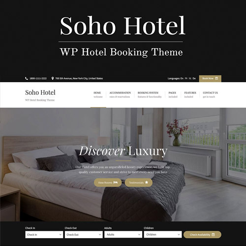 soho hotel booking hotel wordpress theme 1