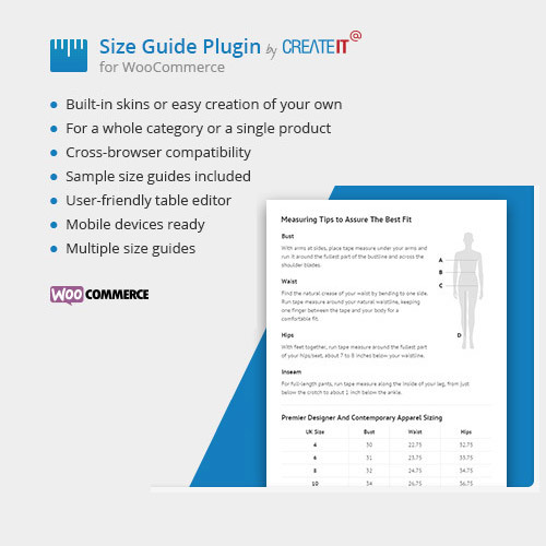 woocommerce product size guide 1